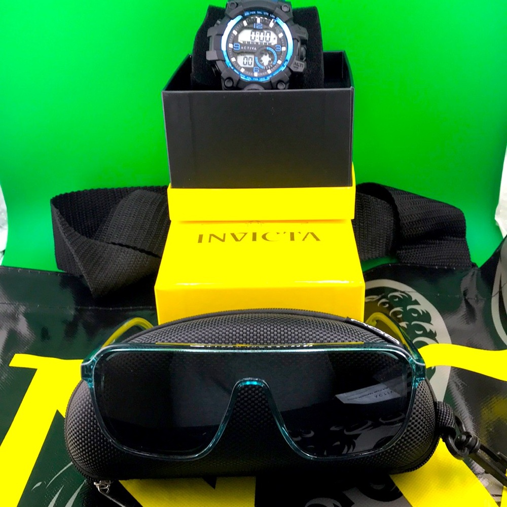 Invicta Activa Digital Sport Watch blue with NOA sunglasses-mens set